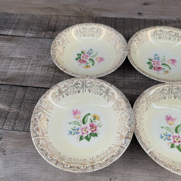 Vintage Eggshell Nautilus Dinner Plate Set Floral E 45 N 5 - Picture 4 of 16